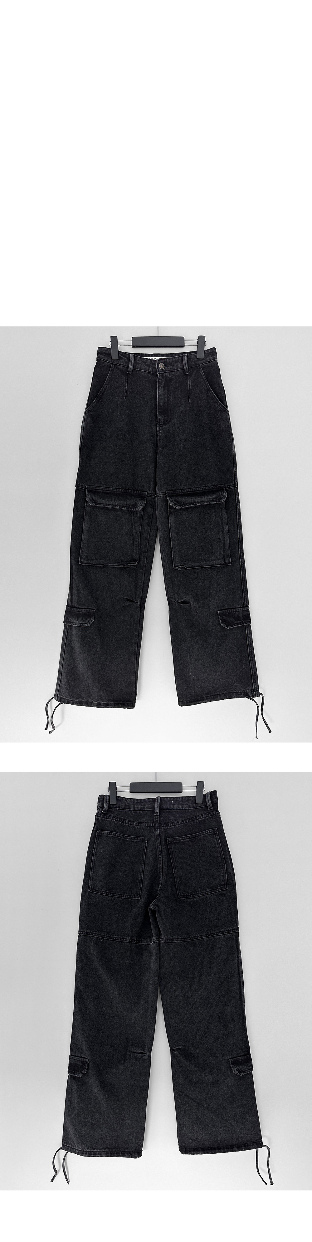 suspenders skirt/pants charcoal color image-S1L8