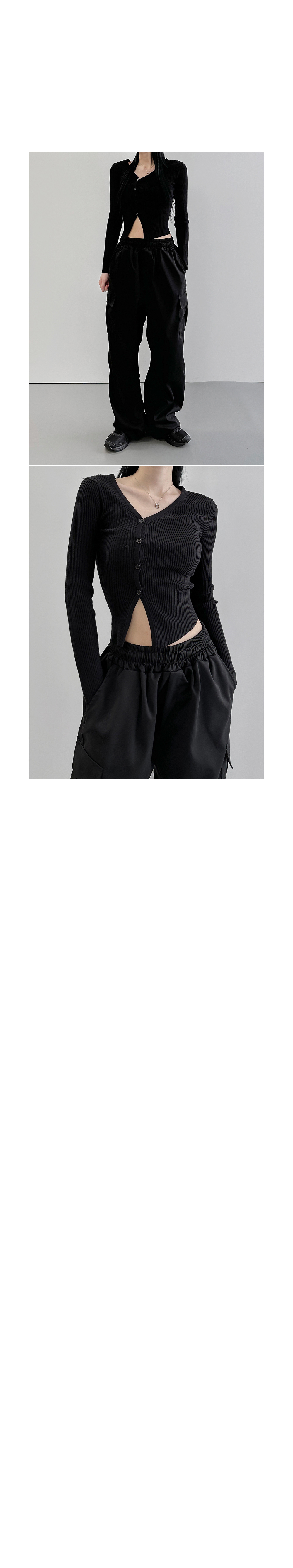 suspenders skirt/pants charcoal color image-S1L7