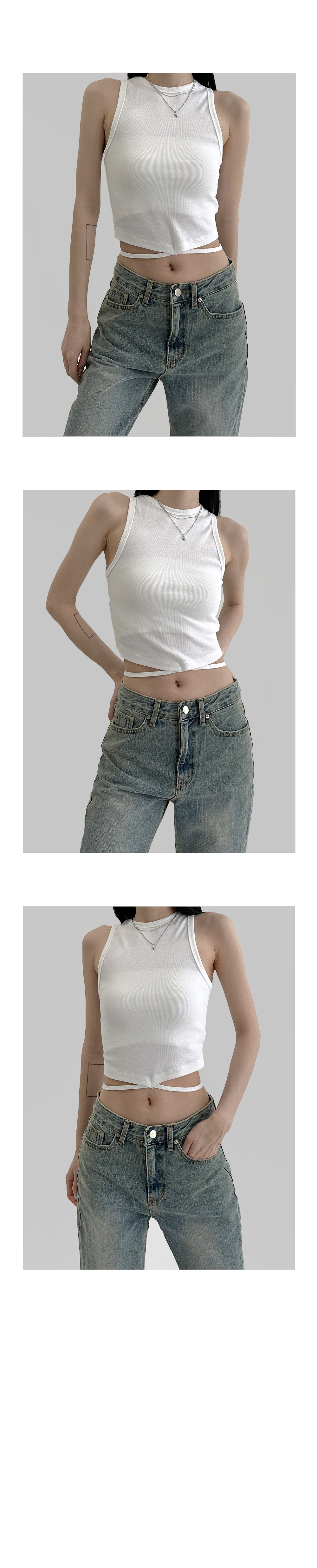 suspenders skirt/pants white color image-S1L13