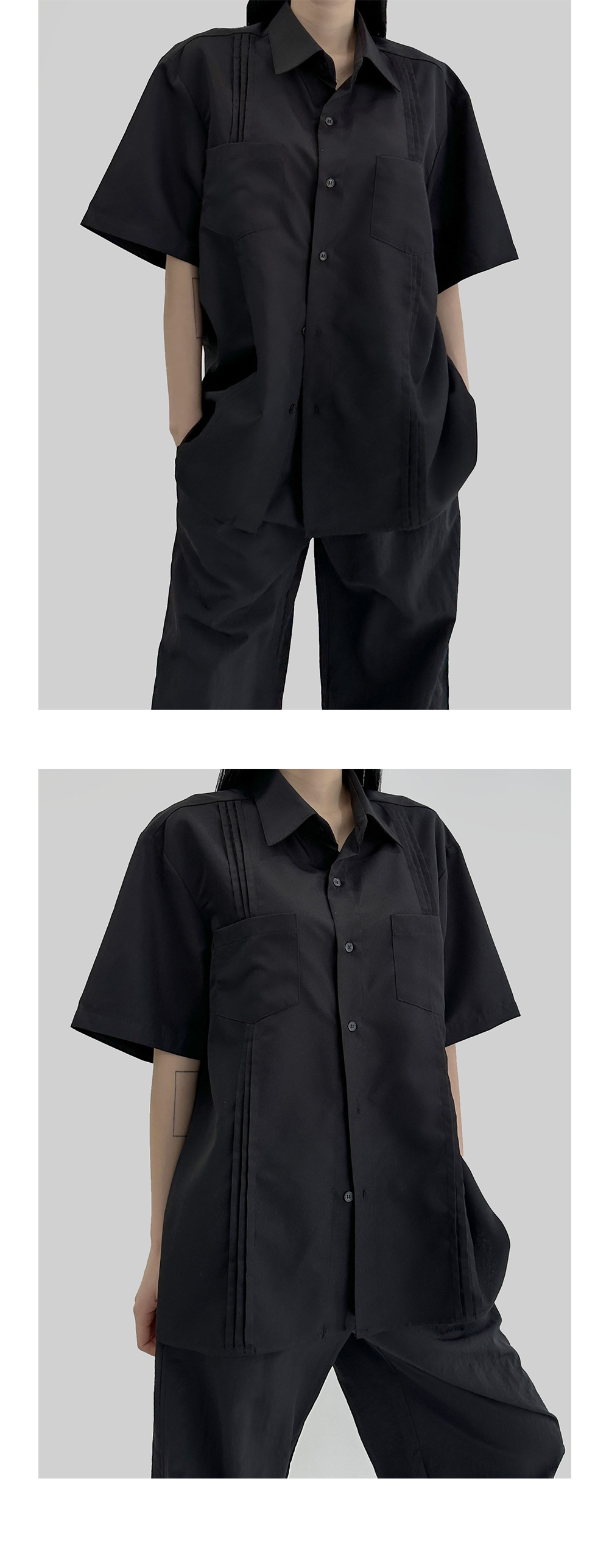 suspenders skirt/pants charcoal color image-S1L11