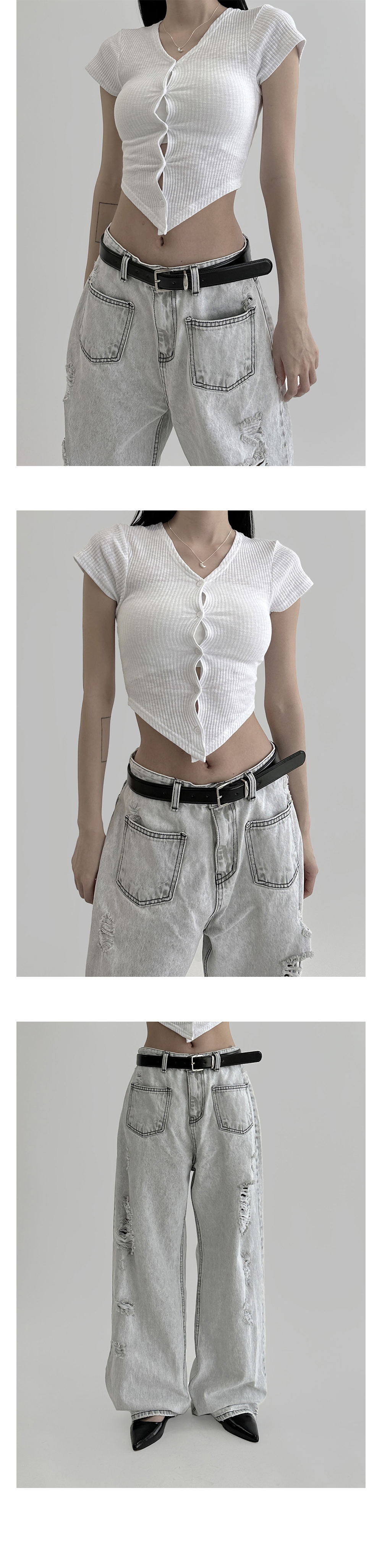 suspenders skirt/pants grey color image-S1L11