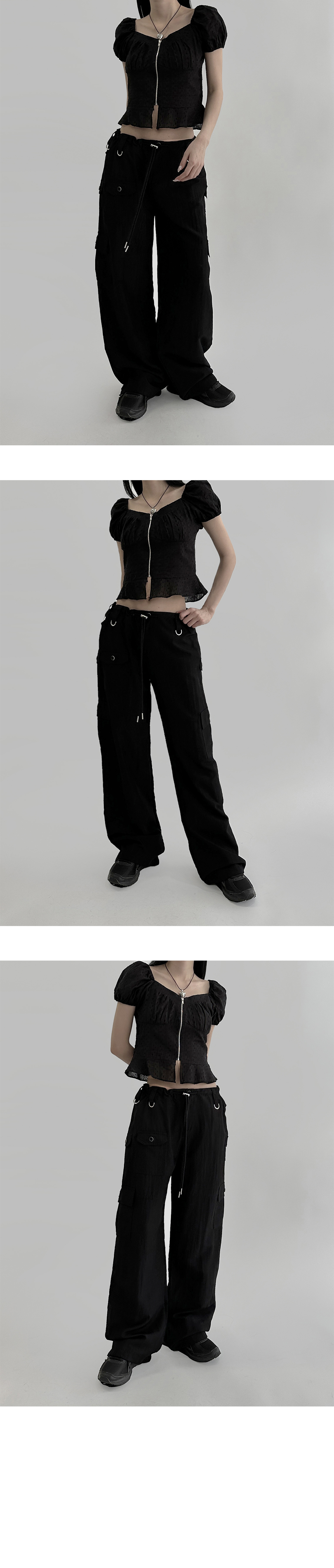 suspenders skirt/pants charcoal color image-S1L15