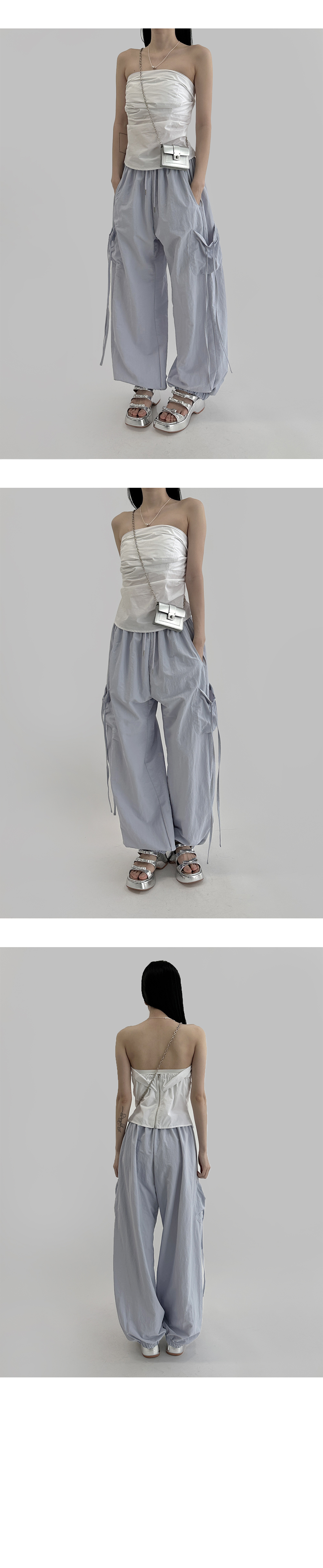 suspenders skirt/pants charcoal color image-S1L6