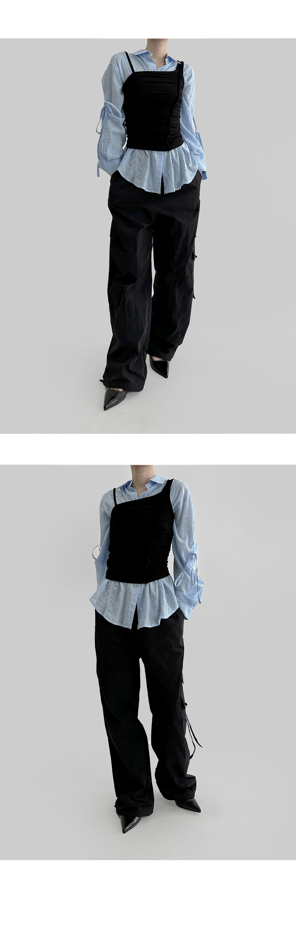 suspenders skirt/pants white color image-S1L5