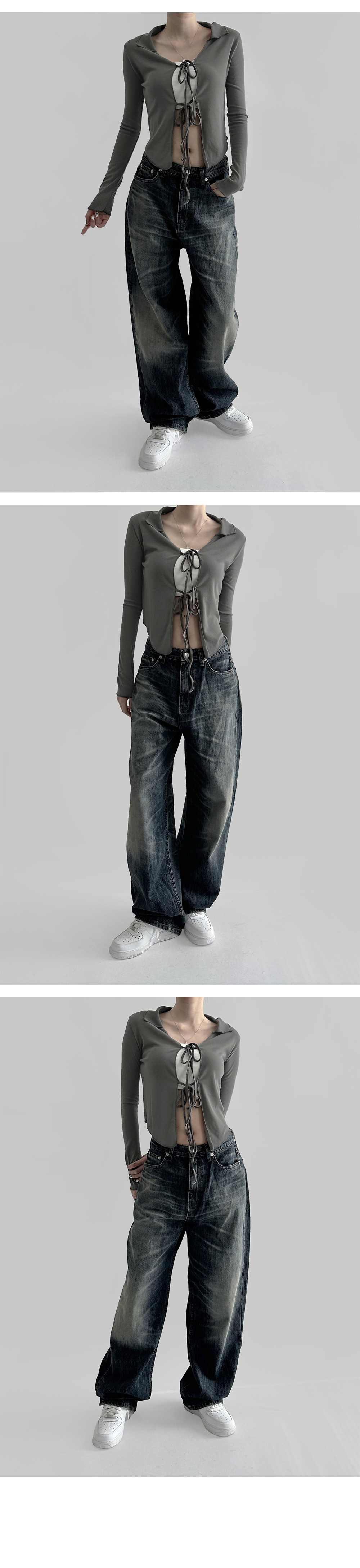 suspenders skirt/pants charcoal color image-S2L2