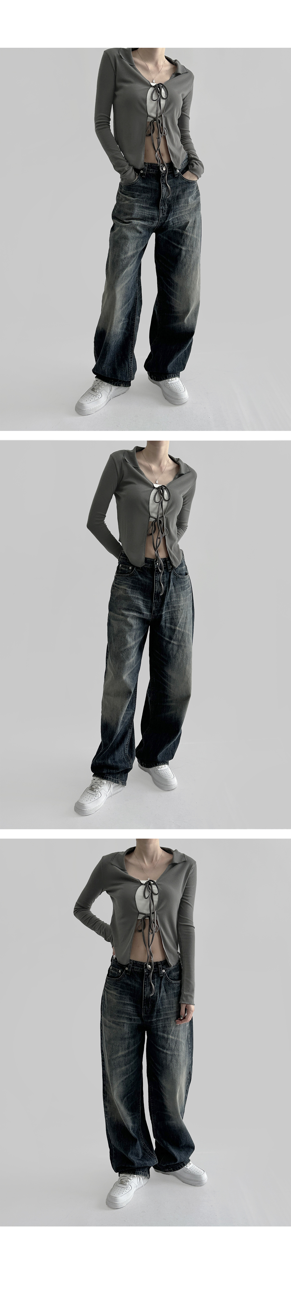 suspenders skirt/pants charcoal color image-S2L1