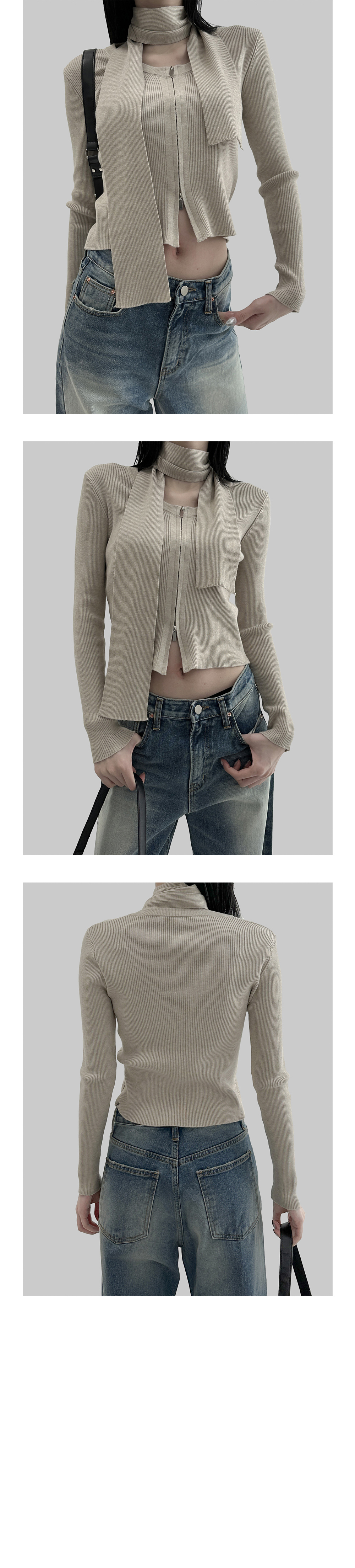 suspenders skirt/pants oatmeal color image-S1L15