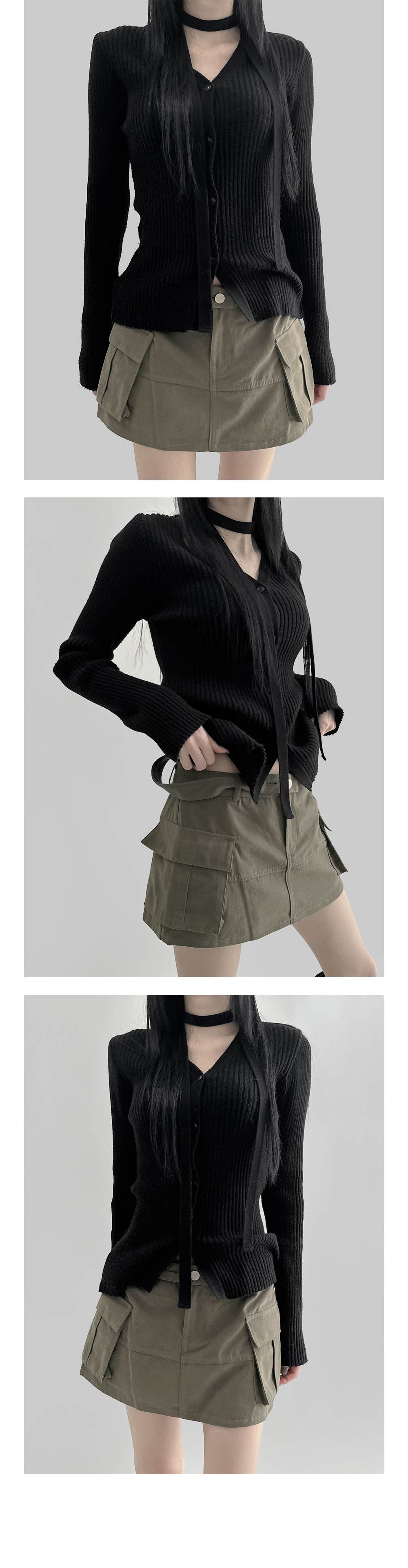 mini skirt oatmeal color image-S1L12