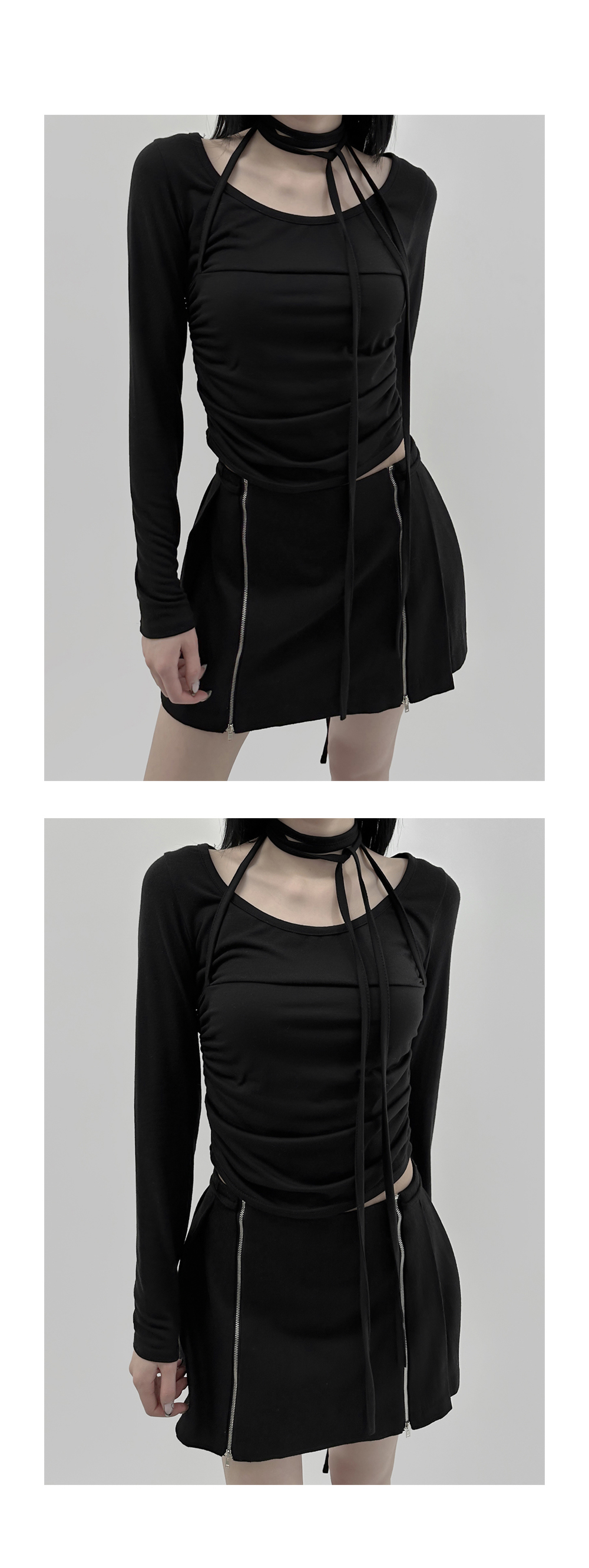 mini skirt charcoal color image-S1L7
