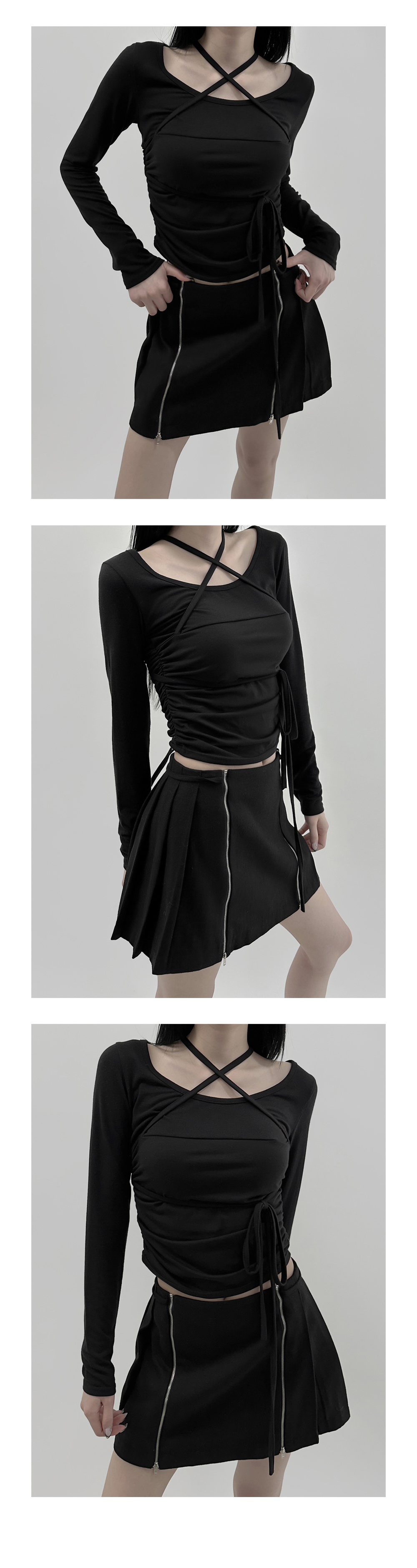 mini skirt charcoal color image-S1L15