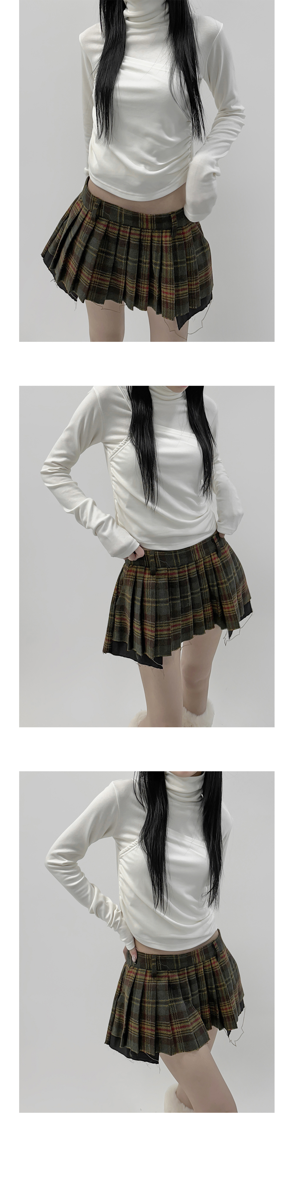 mini skirt oatmeal color image-S1L13