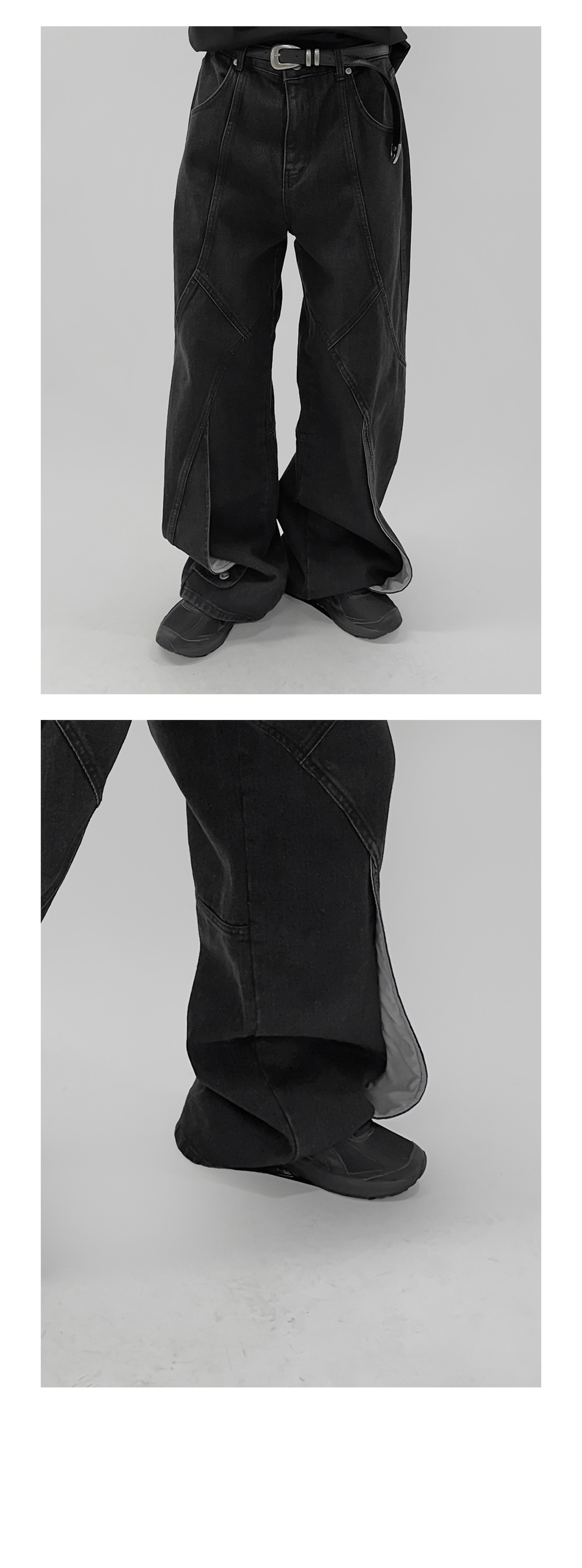suspenders skirt/pants charcoal color image-S1L16