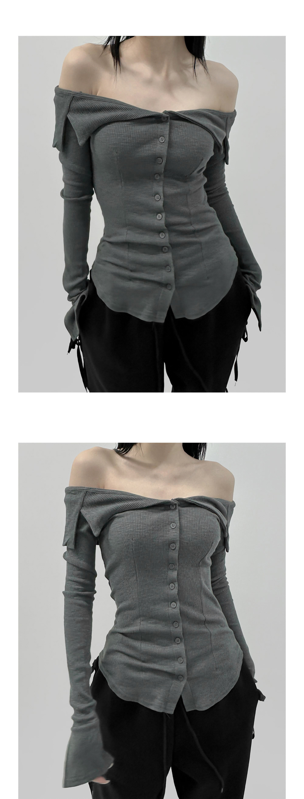 suspenders skirt/pants charcoal color image-S1L11