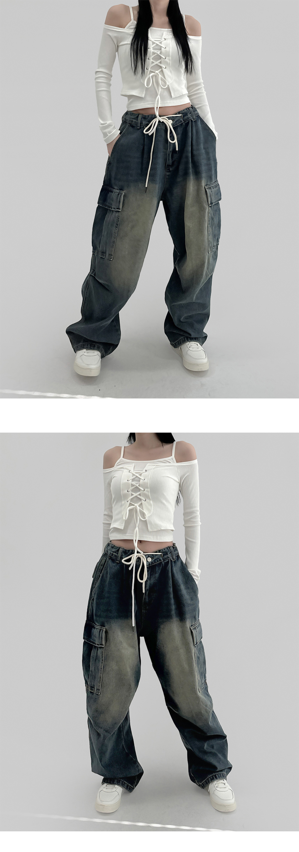 suspenders skirt/pants model image-S1L2