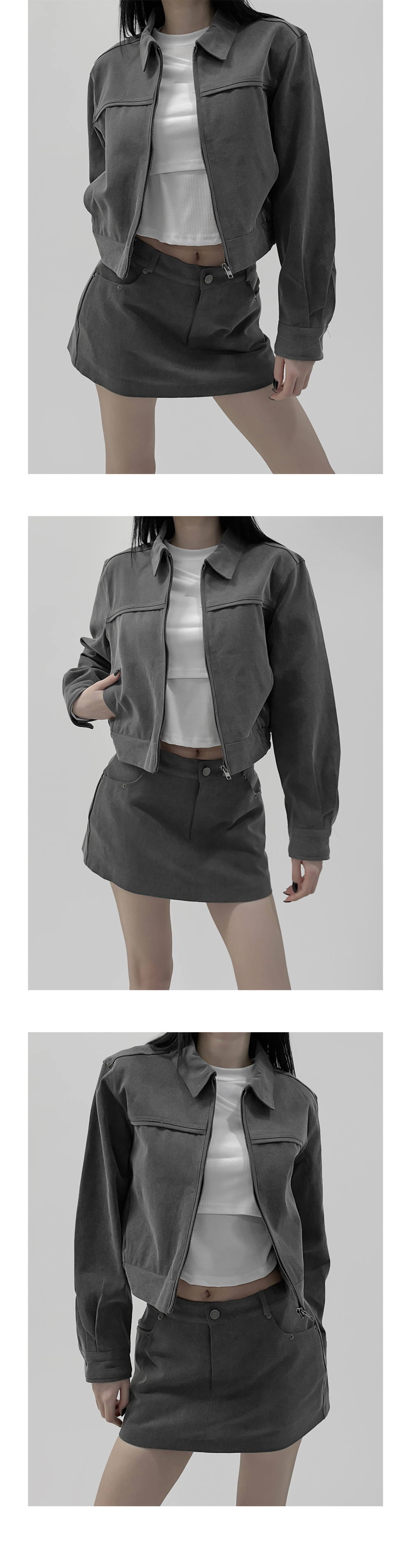mini skirt grey color image-S1L12