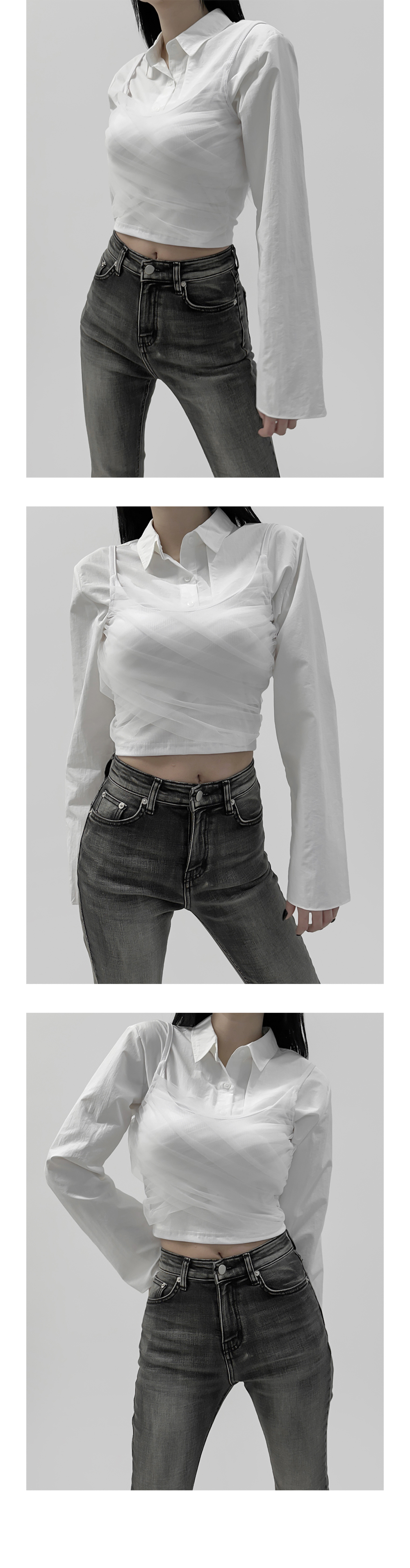 suspenders skirt/pants white color image-S1L11