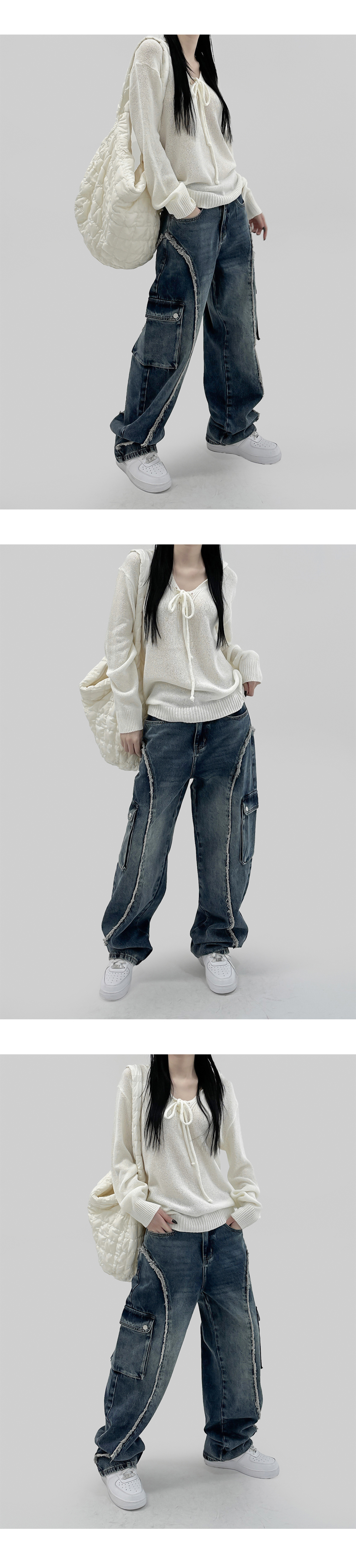 suspenders skirt/pants white color image-S1L4